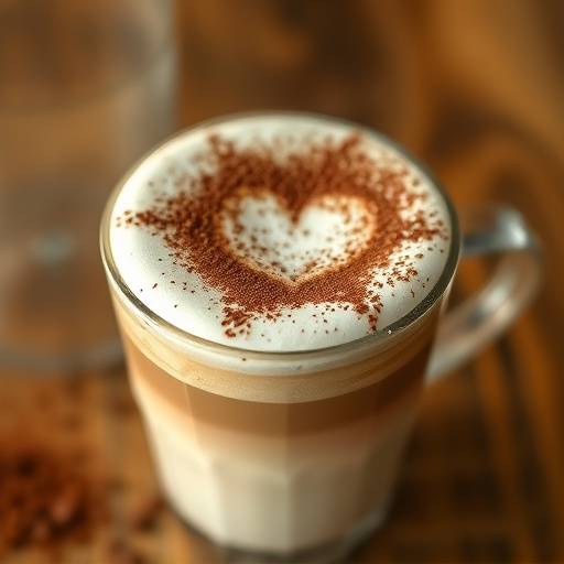 Capuccino con espuma de leche cremosa y espolvoreado con cacao.