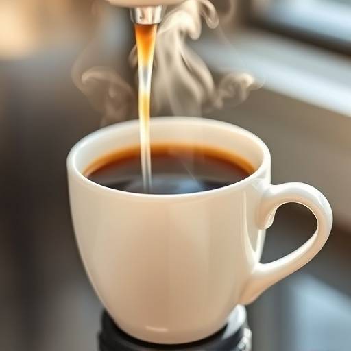 Taza de café americano caliente, con vapor saliendo de la taza.
